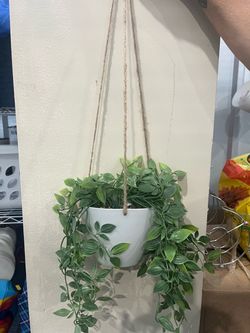 Artificial Hanging Plant in White Pot