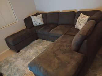Dark Gray Fabric Sectional Sofa