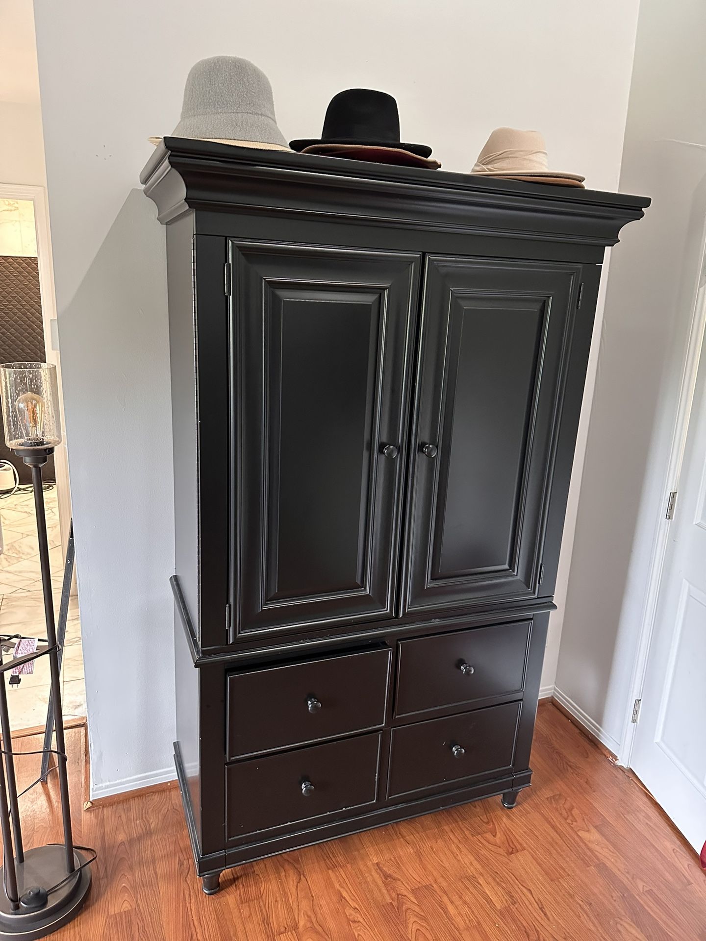 Armoire Black- Solid Wood + Matching Dresser