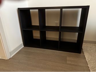 Black 6 cube wood shelf