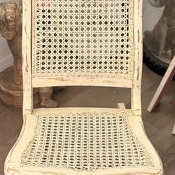Antique Cream wood  Wicker Rocker