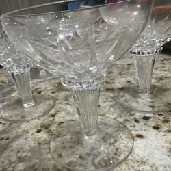 Crystal Champagne Glasses/ Antique 