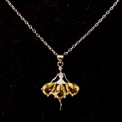 [REDUCED] - NEW Lovely Sterling Silver Dancing Girl Pendant Necklace - Yellow
