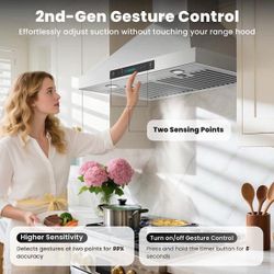 Range hood 36 in. 900 CFM Convertible Wall Mount Downdraft System in Stainless 4-Speed, Touch and Gesture Control with Remote
