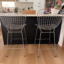Midcentury modern metal bar stools-set of 2