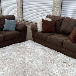 Ashley Furniture 2 Piece Sofa And Love Seat In Matching Mocha Delivery Included