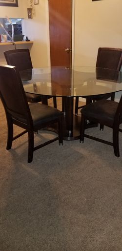 5 piece solid wood glass table