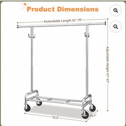Metal clothes rack on wheels