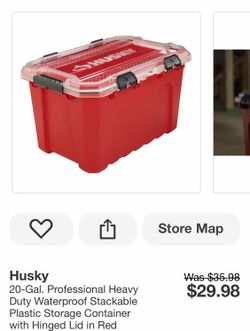 20-Gal. Professional Heavy Duty Waterproof Stackable Plastic Storage Container with Hinged Lid in Red