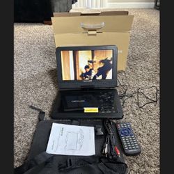 DBPOWER 12" Portable DVD Player with 5-Hour Rechargeable Battery, 10" Swivel Display Screen and SD/USB Port, with 1.8m Car Charger, Power Adaptor and 