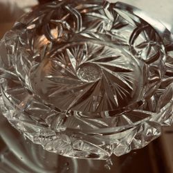 VINTAGE POLISH 24% CUT CRYSTAL  6” ASHTRAY