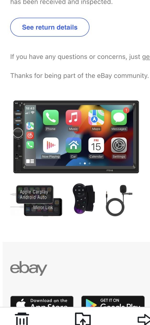 Double 2 Din 7” Car Stereo Touch Screen CarPlay
