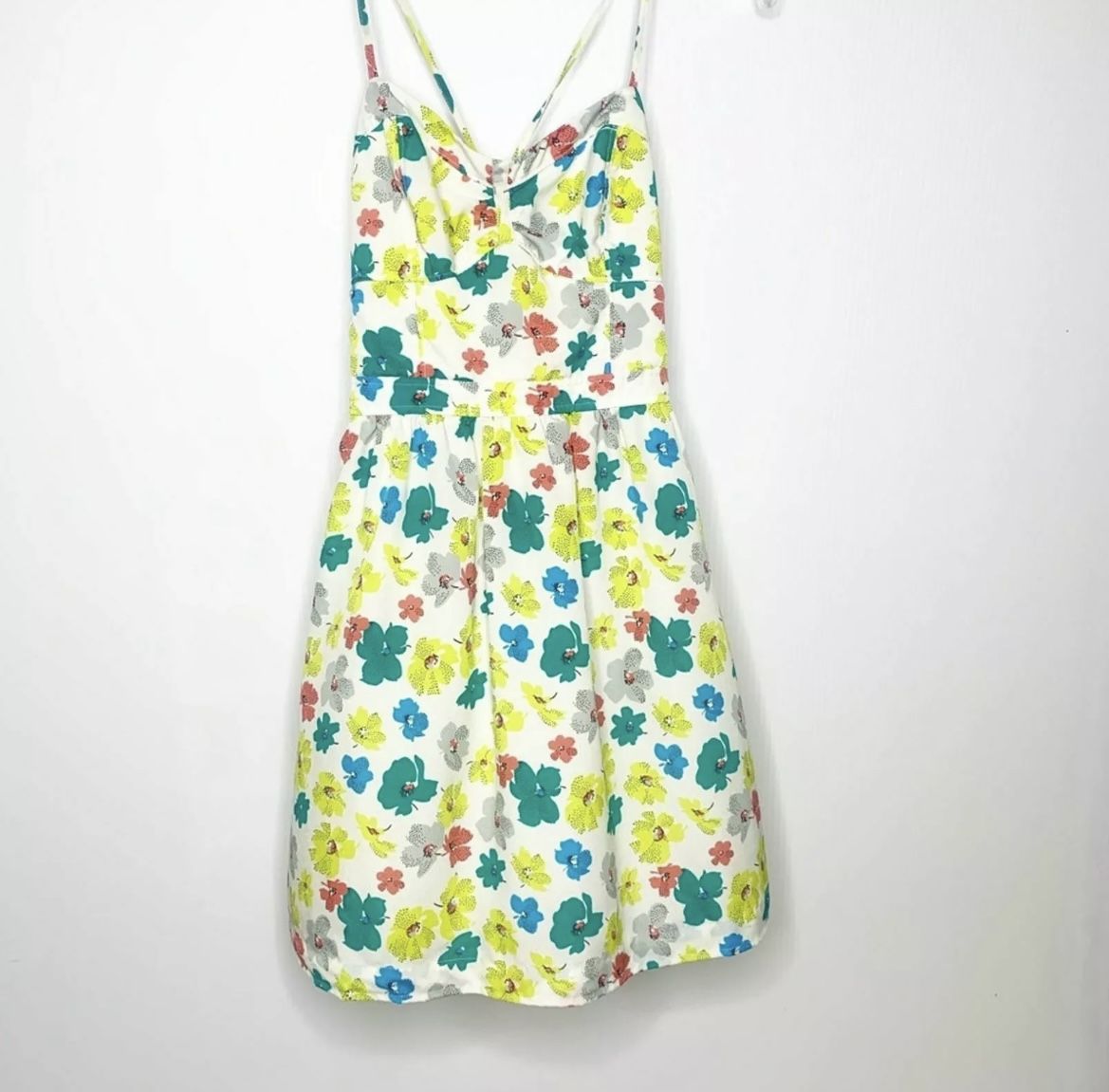 American Eagle Green & Yellow Floral Dress - Size 10