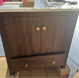 Glacier Bay Rory 30” Walnut Bathroom Vanity w/ Sink – NEW