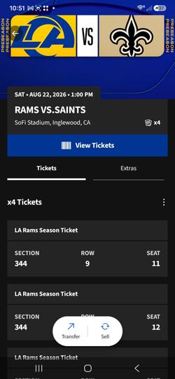 Saints / Rams ticket