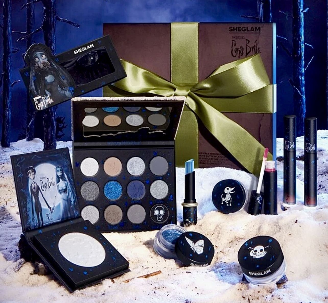 Corpse Bride Full Makeup Collection Set NEW Eyeshadow Palette Lipstick Etc 💙🖤