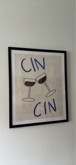 Cin Cin Wine Art Print Black Frame