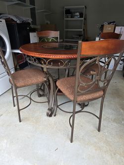 Round Glass/Wood Dining Table