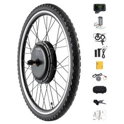 373*1000W Electric Bike Conversion Kit, 48V 420rpm 26" Front Wheel E-Bike Hub Motor Kit with Upgraded Speed Controller, Throttle Grip Kit, LCD Display