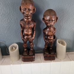 VINTAGE  EBONY CARVED TRIBAL MEN