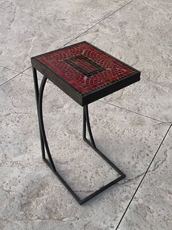 metal table with tile