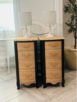 Gorgeous vintage shabby French nightstands