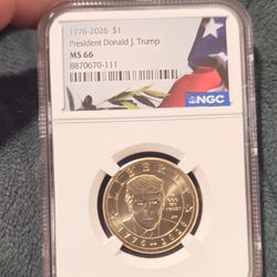 Donald Trump $1 coin NGC slab