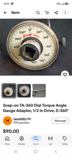 Snap on torque angle gauge