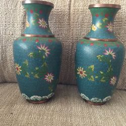 Chinese brass vase set