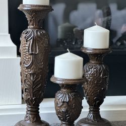 Homes Interiors Candle Holders Set Of  three candle base and set of 3  glass mosaic bases.