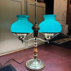 Antique brass double student lamp