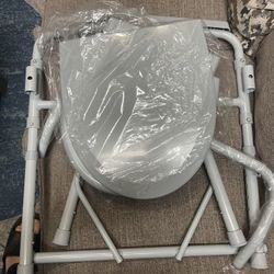 Drive Medical 11148-1 Folding Steel Bedside Commode Chair, Portable Toilet, Supports Individuals Weighing Up To 350 Lb