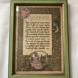 “Mother” Poem 💐 Framed Print 