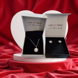 Cate & Chloe
Ariel 18k White Gold Plated Halo Stud Earrings with Simulated Diamond Crystals 