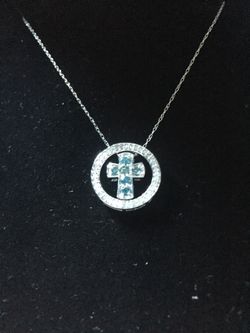 10k blue and white diamond necklace