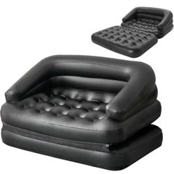 Inflatable Sofa Bed for Camping, Pool Float Couch Outdoor Mattress Bed with Armrest, Full Size