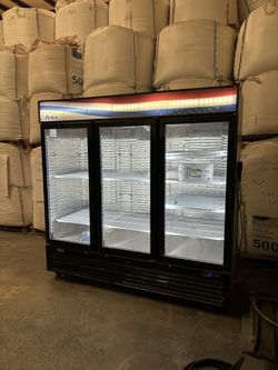 Refrigerator Atosa USA MCF8728GR 81" Three Glass Door Merchandiser in Black, 68 cu. ft.