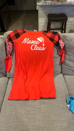 Long sleeve “mama claus” pajama dress