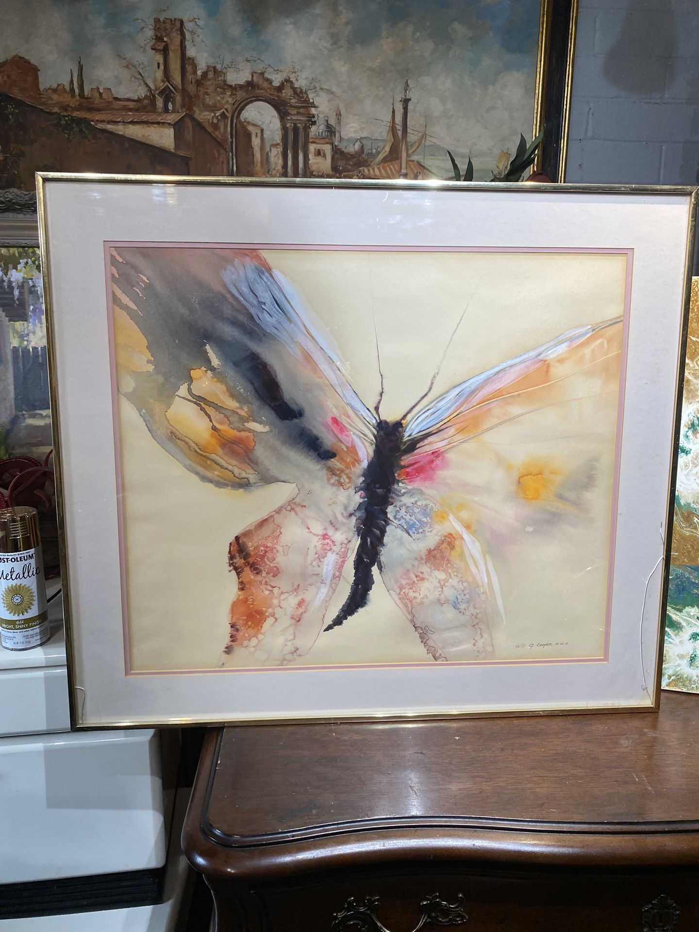 Vintage Watercolors, Signed By The Artist, Beautiful Butterfly