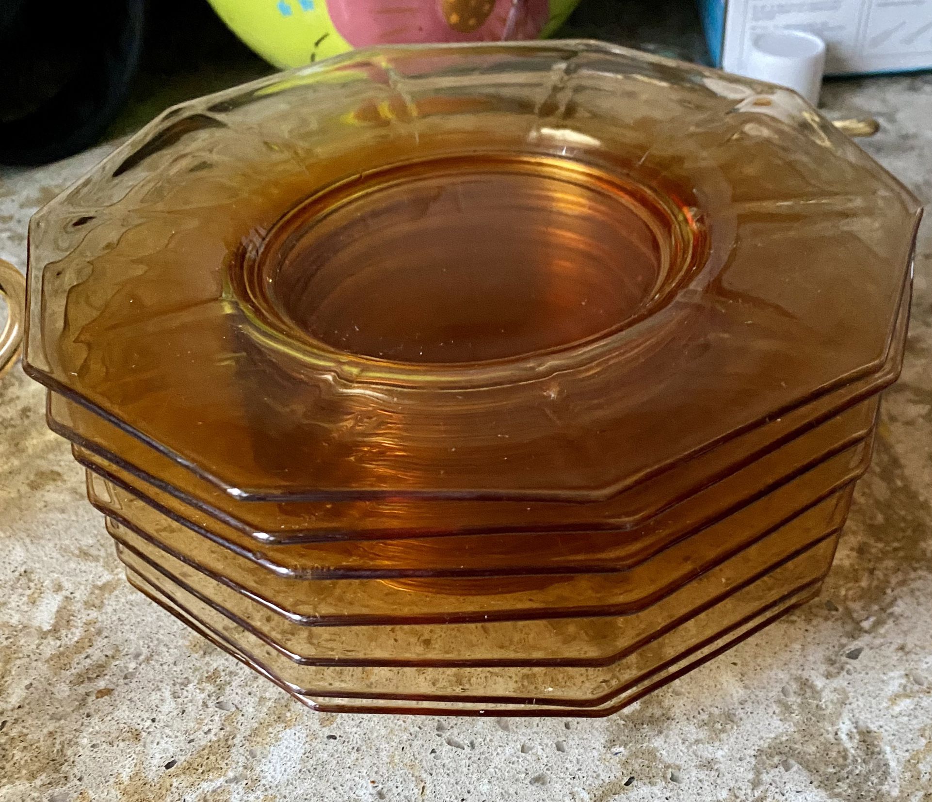 Vintage / Antique 1930s / 1940s Amber glassware: Fostoria and Cambridge depression glass!