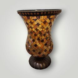 PartyLite GLOBAL FUSION Hurricane Mosaic Glass Candle Holder P8366 12” Tall