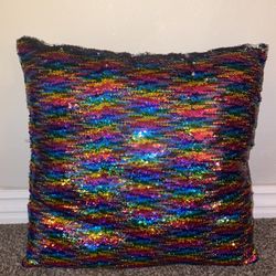 Mermaid Rainbow to Silver Mermaid Sequin Pillow 20x20 Inch Flip Sequin