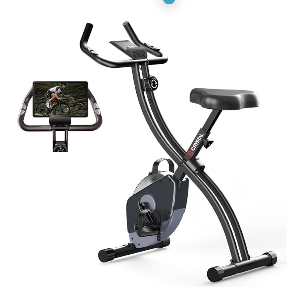 CRYSTAL FIT Indoor Folding Exercise Bike, Foldable Stationary Bikes For Home Workout
