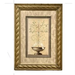 Fabrice de Villeneuve Fountain Doves Print & Double Matt | Gold Ornate French Baroque Frame | Windsor Art 36 x 26