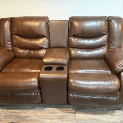 Leather Brown Love Seat 