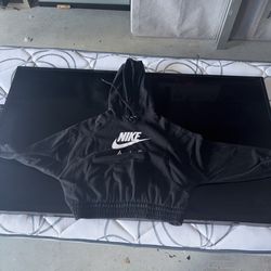 Nike Crop Hoodie Sweatshirt Women Size Medium Black