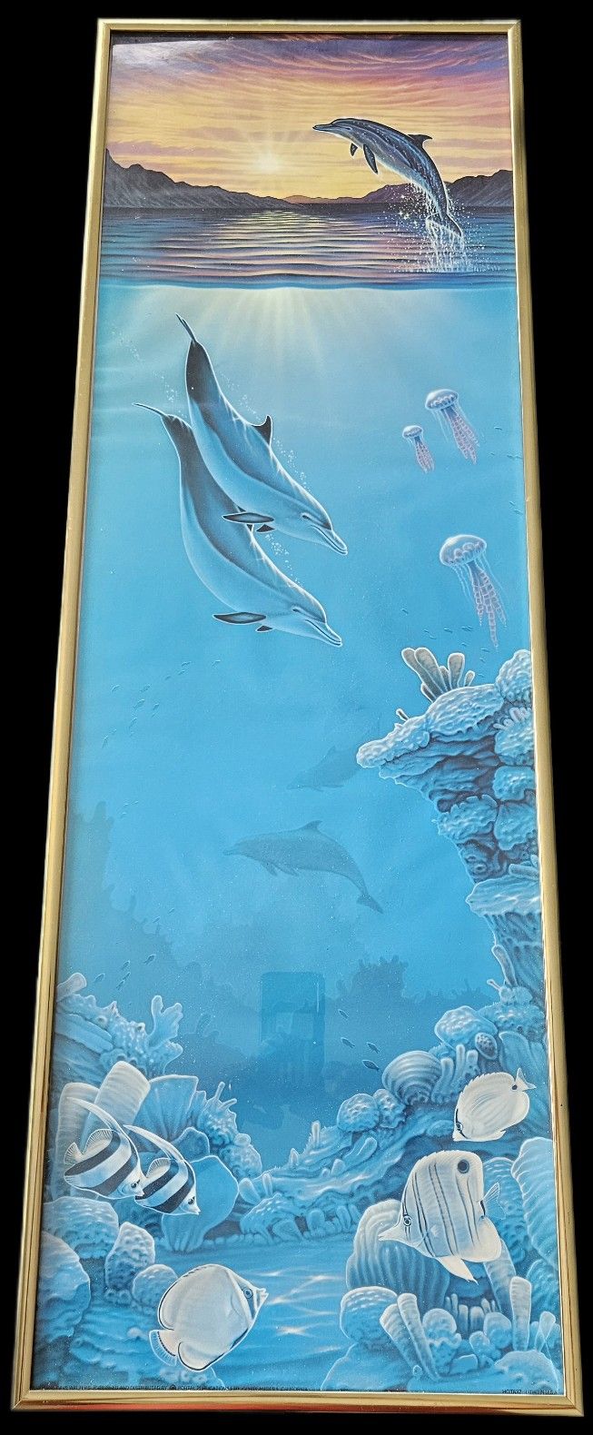 Dolphins Under The Sea Framed Lithograph