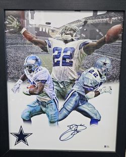 Emmitt Smith signed 16"x20" photo Dallas Cowboys COA Becket Witnessed