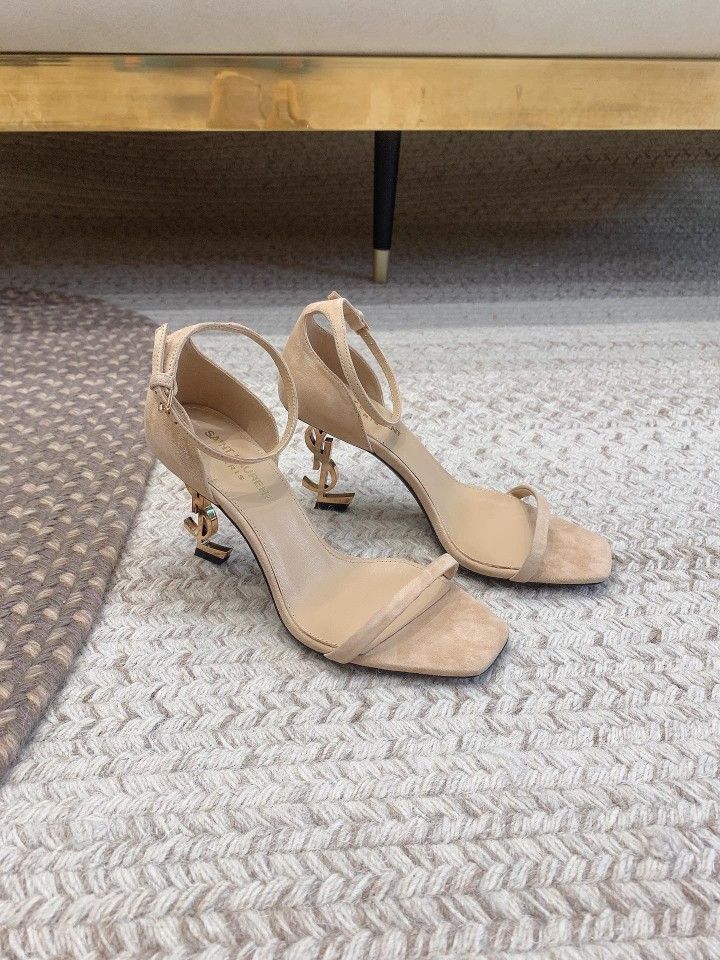 Beige high heels
