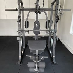 Vesta Fitness Smith Machine 1001 w/Bench Attachment | 245lb Cast Iron Olympic Weights | 7ft Olympic Bar | Fitness | Gym Equipment | FREE DELIVERY 🚚 